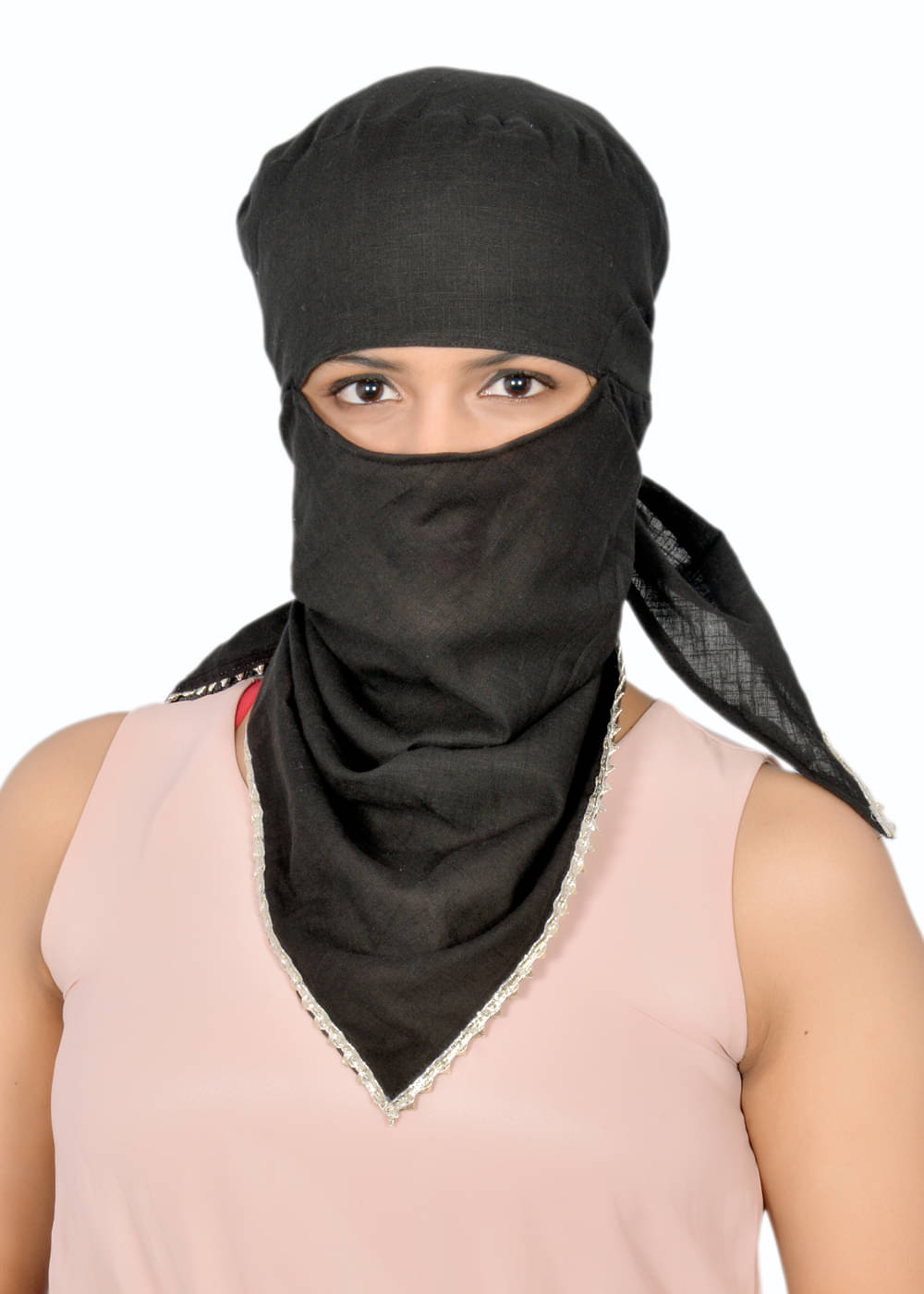     			Kaly India style for every story Black Cotton Scarves ( Pack of 1 )
