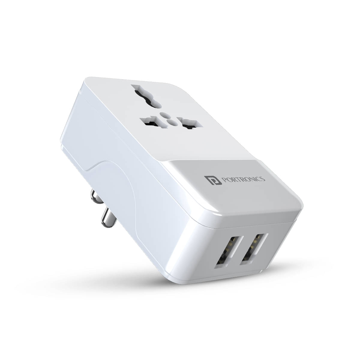     			Portronics Adapto III:Dual USB Port with AC Socket ,White (POR 1372)