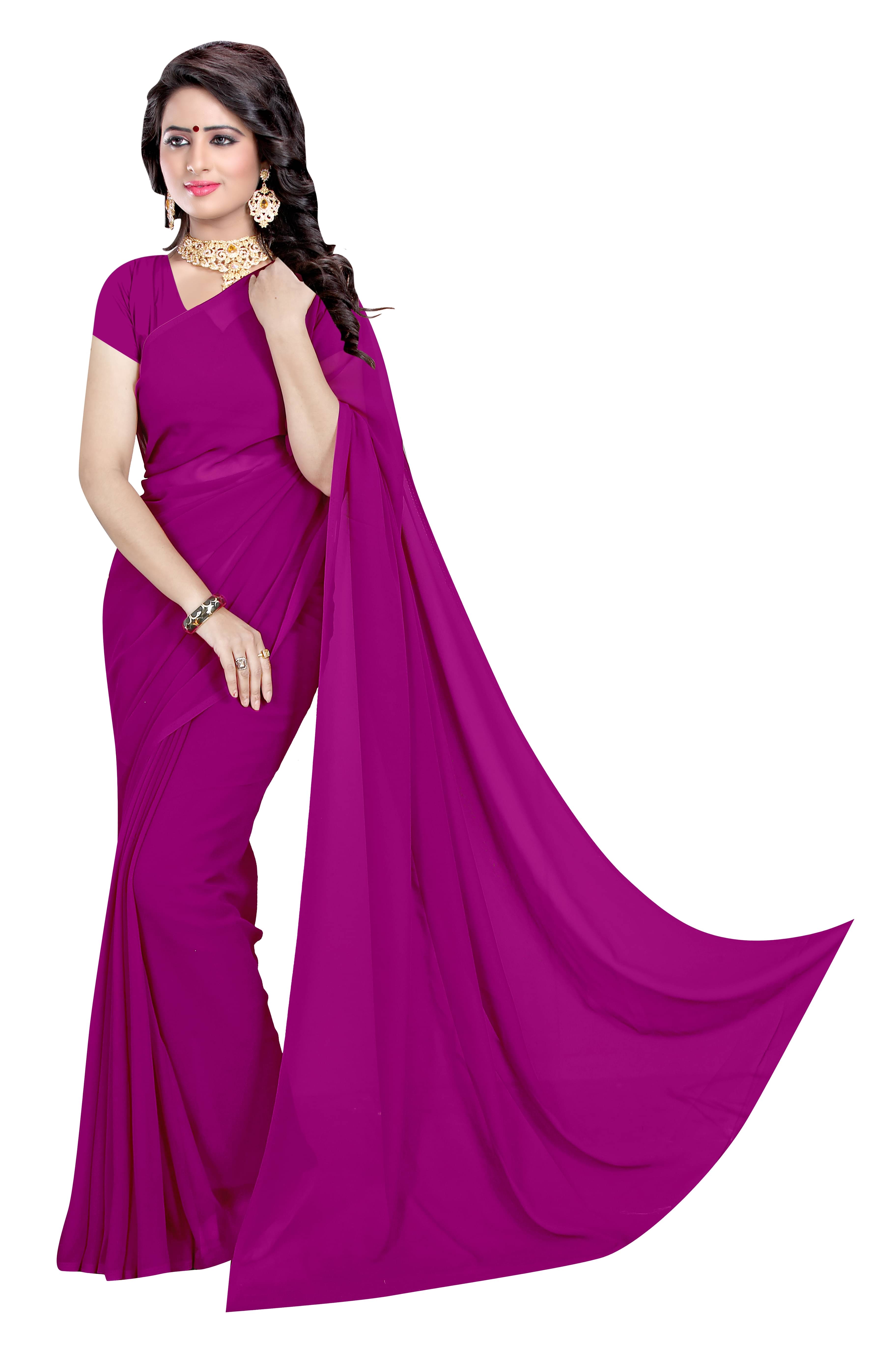    			Sidhidata Georgette Solid Saree With Unstitched Blouse Piece ( Purple )