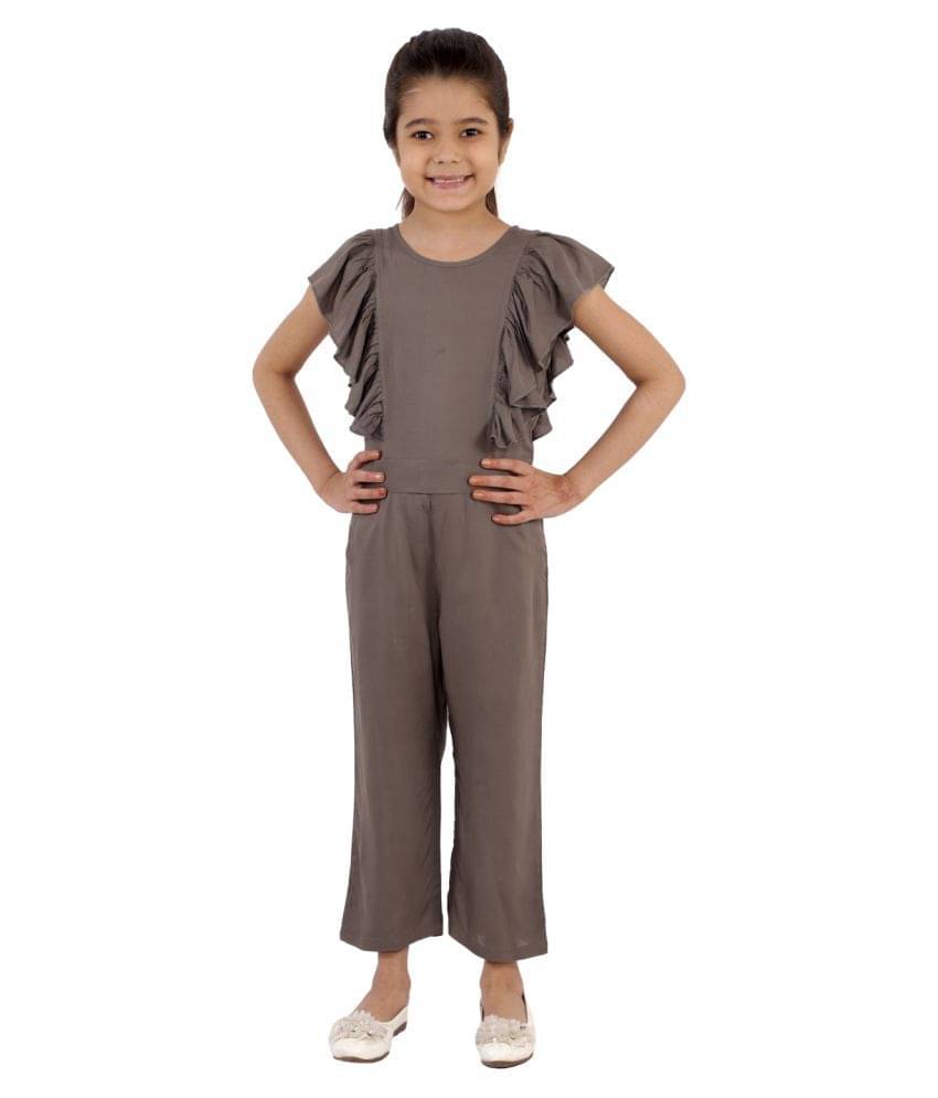    			Kids Cave Girls Rayon Jumpsuit ( Pack of 1 , Grey )