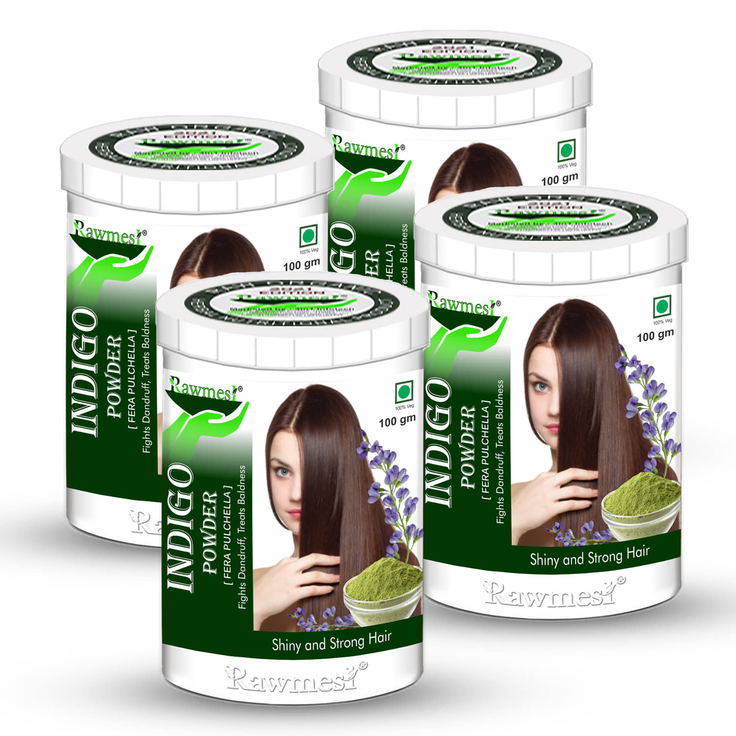 rawmest Natural Indigo Powder Hair Scalp Treatment 400 g Pack of 4