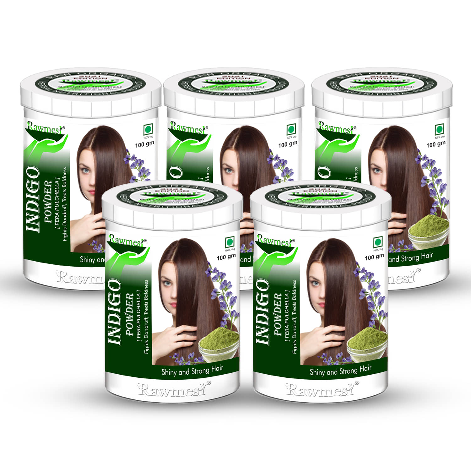 rawmest Natural Indigo Powder Hair Scalp Treatment 500 g Pack of 5