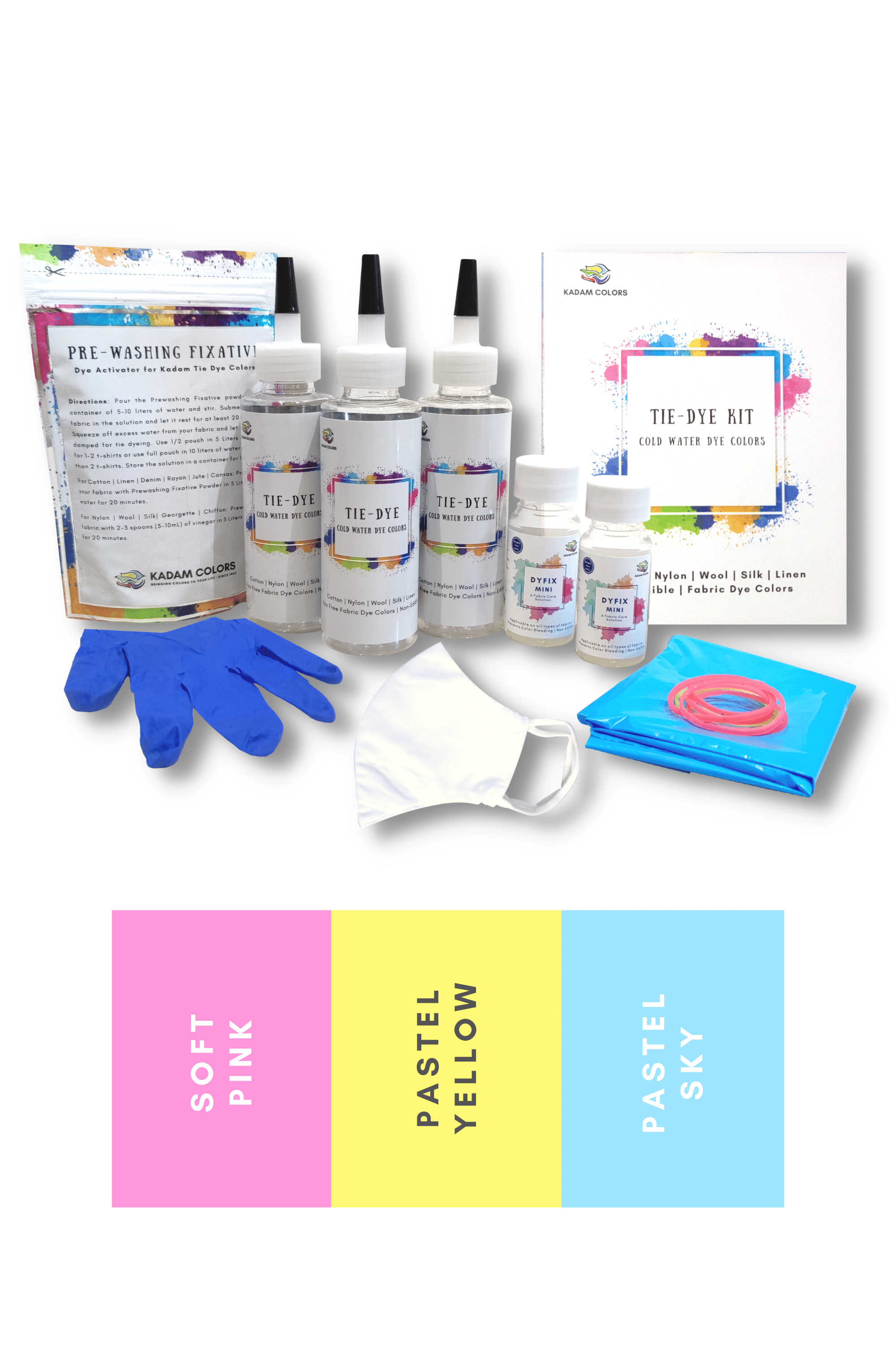     			Kadam Tie Dye Kit, 11 BubbleGum, Set of 3 Colors, With Dye Activator and Color Fixer Included, Cold Water Dyes By Kadam Colors