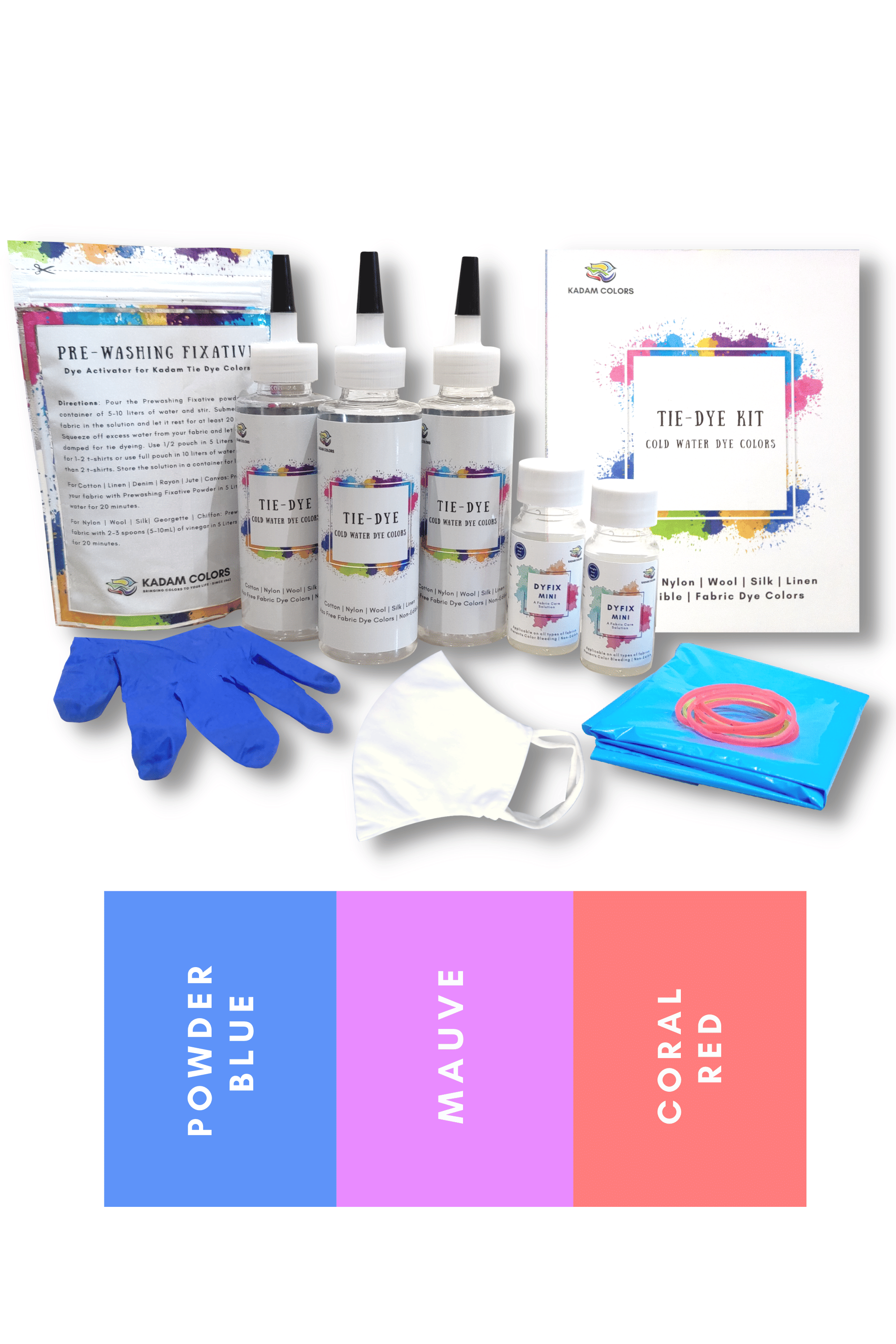     			Kadam Tie Dye Kit, 20 Macroon, Set of 3 Colors, With Dye Activator and Color Fixer Included, Cold Water Dyes By Kadam Colors
