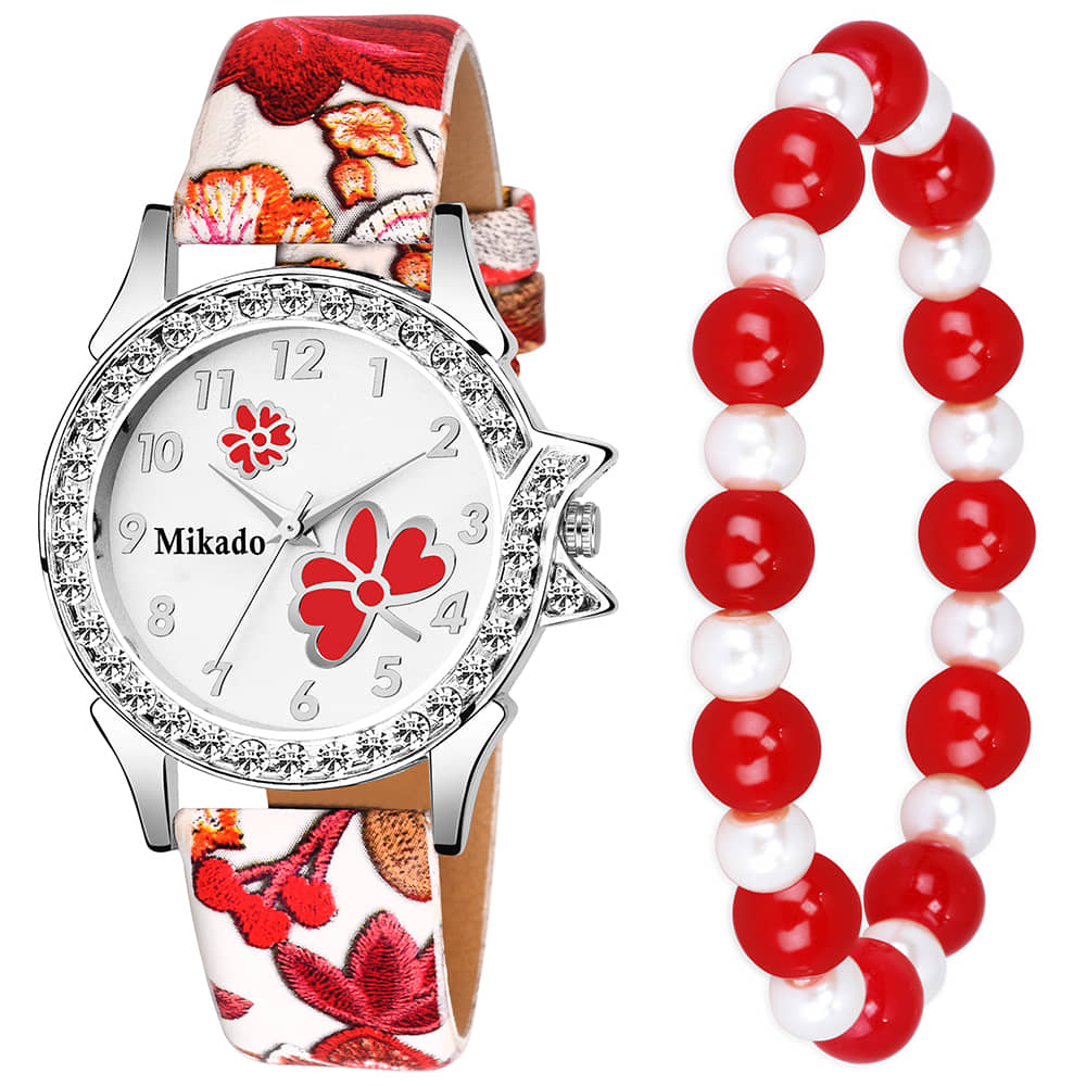 Mikado Leather Round Womens Watch