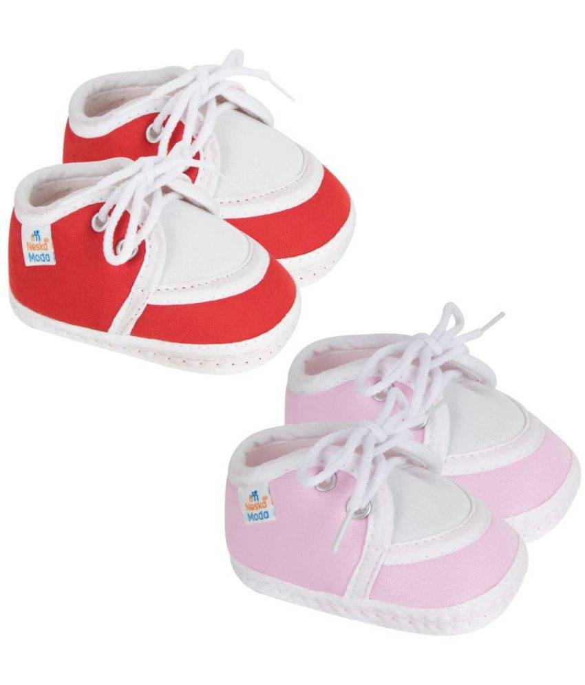    			Neska Moda Unisex Set Of 2 Pair Booties for 6 to 9 Months (Pink,Red) -BT9andSK135