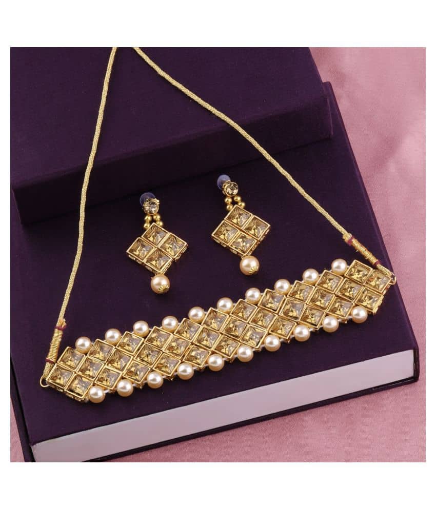 Silver Shine Alloy Golden Contemporary/Fashion Necklaces Set Choker