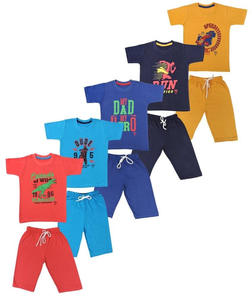     			NARPAVI TRENDS Pack of 5 Boys 100% Cotton Nightsuit Set ( Multicolor )