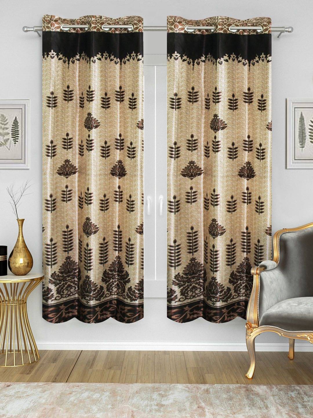 Home Candy Set of 2 Door Semi-Transparent Eyelet Polyester Brown Curtains ( 213 x 120 cm ) Home Candy Set of 2 Door Semi-Transparent Eyelet Polyester Brown Curtains ( 213 x 120 cm )