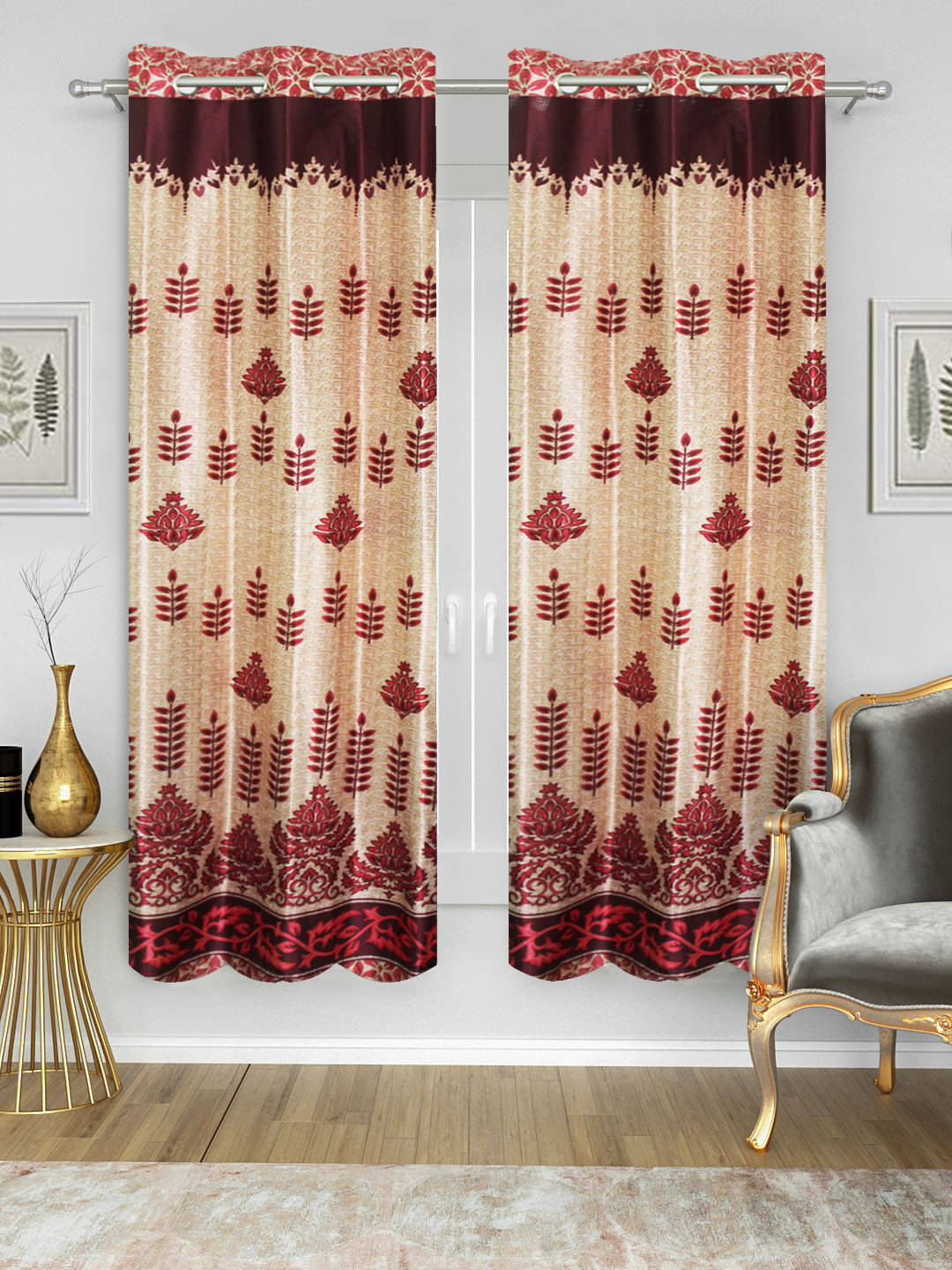 Home Candy Set of 2 Door Semi-Transparent Eyelet Polyester Maroon Curtains ( 213 x 120 cm ) Home Candy Set of 2 Door Semi-Transparent Eyelet Polyester Maroon Curtains ( 213 x 120 cm )