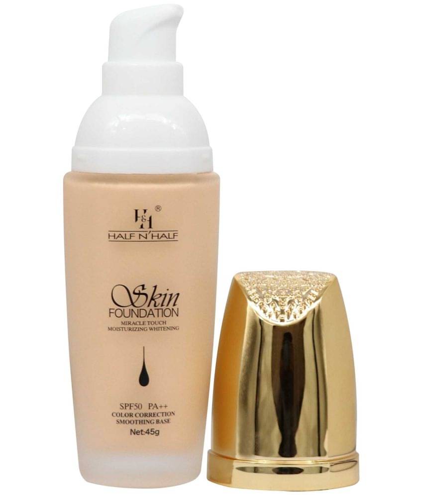     			Half N Half Skin Foundation Miracle Touch Moisturizing Whitening, SPF 50 PA++ Color Correction Smoothing Base, Satin Pearl (45gm)