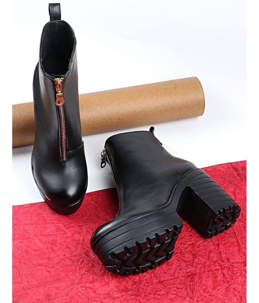     			Shoetopia Black Knee Length Casual Boots