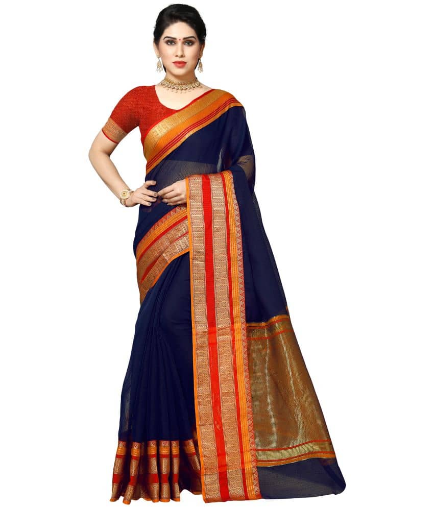 Sidhidata Cotton Silk Saree With Unstitched Blouse Piece ( Multicolour )