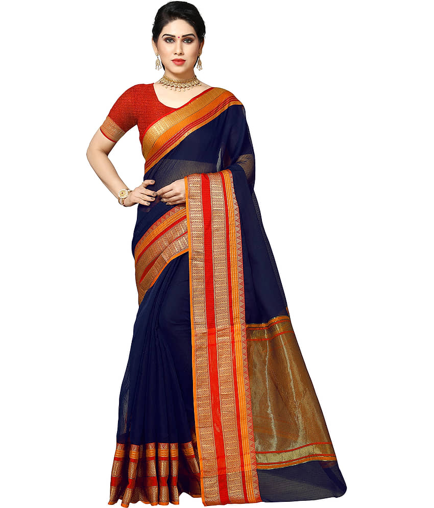 Sidhidata Cotton Silk Saree With Unstitched Blouse Piece ( Multicolour )