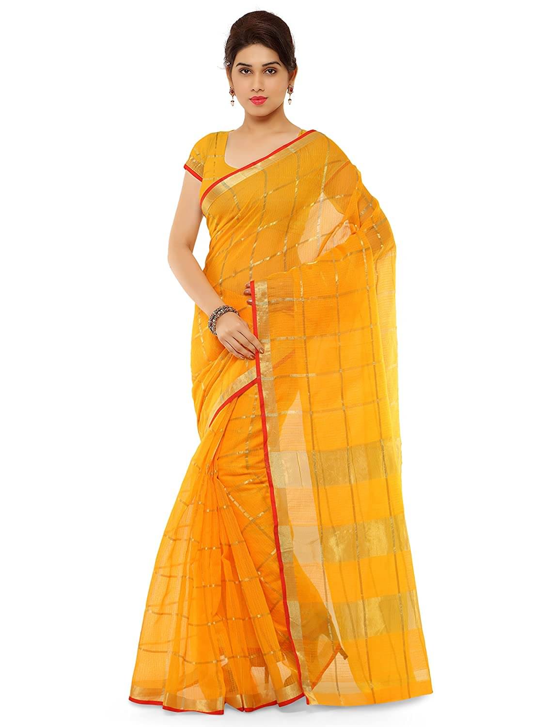 Sidhidata Cotton Silk Saree With Unstitched Blouse Piece ( Yellow ) Sidhidata Cotton Silk Saree With Unstitched Blouse Piece ( Yellow )