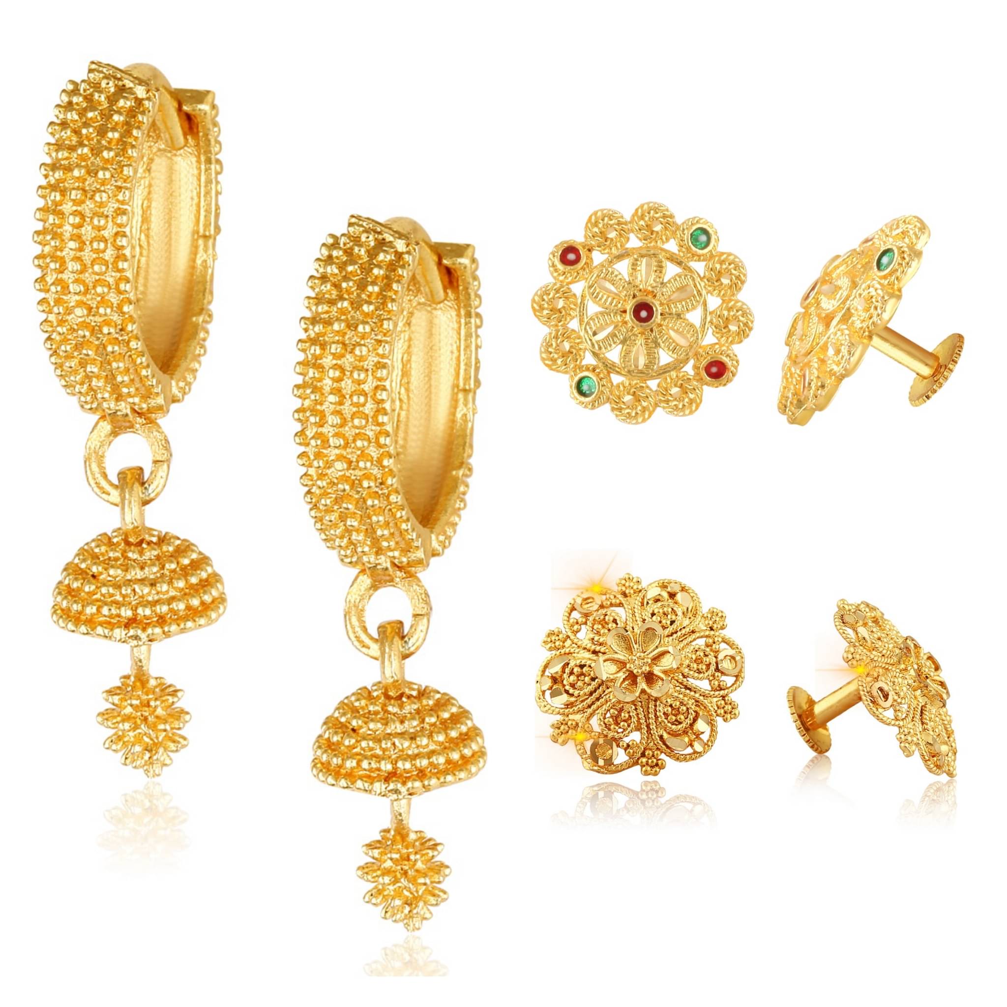 Vighnaharta Everyday wear Gold plated alloy Stud Earring & Bali Earring for Women and Girls ( Pack of - 3 pair Earring) - VFJ1482-1086-1434ERG     			Vighnaharta Everyday wear Gold plated alloy Stud Earring & Bali Earring for Women and Girls ( Pack of - 3 pair Earring) - VFJ1482-1086-1434ERG