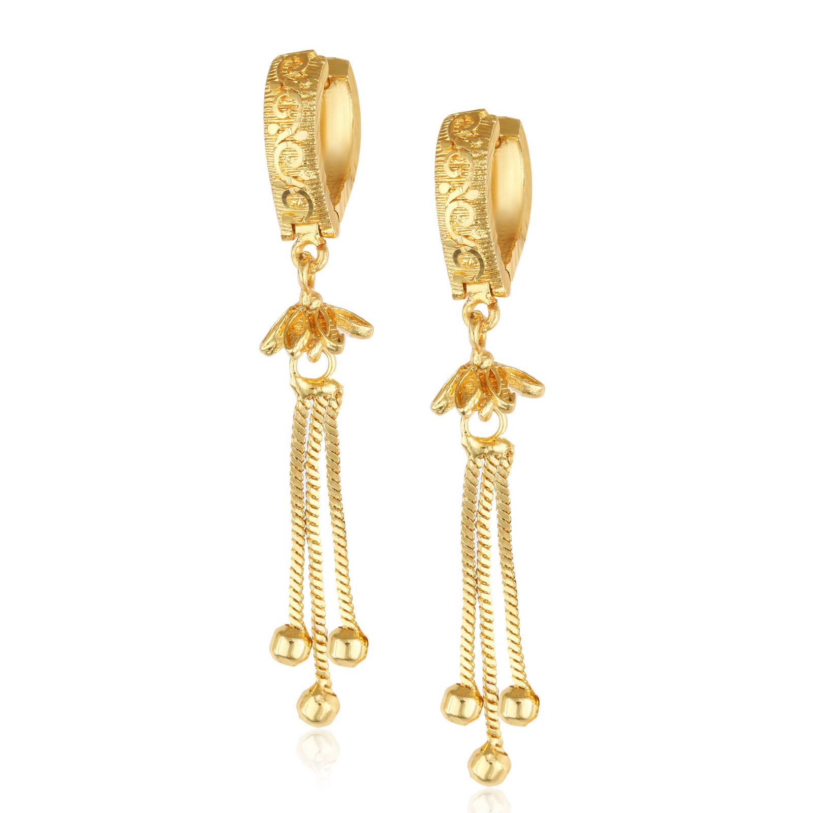 Vighnaharta Filigree work Gold Plated alloy Hoop Earring Clip on fancy drop Bali Earring for Women and Girls [VFJ1483ERG] - Earrings | Buy online on ZillyBuy