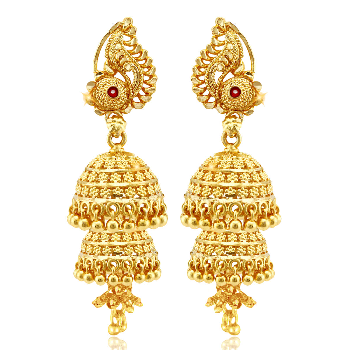 Vighnaharta South Screw back alloy Gold plated Jhumki, Jhumka, Jhumkas, Jhumki Earring for Women and Girls VFJ1499ERG - Earrings | Buy online on ZillyBuy