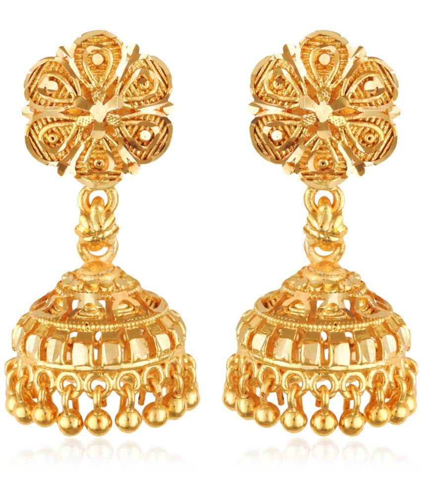 Vighnaharta - Golden Jhumki Earrings ( Pack of 1 ) - Earrings | Buy online on ZillyBuy