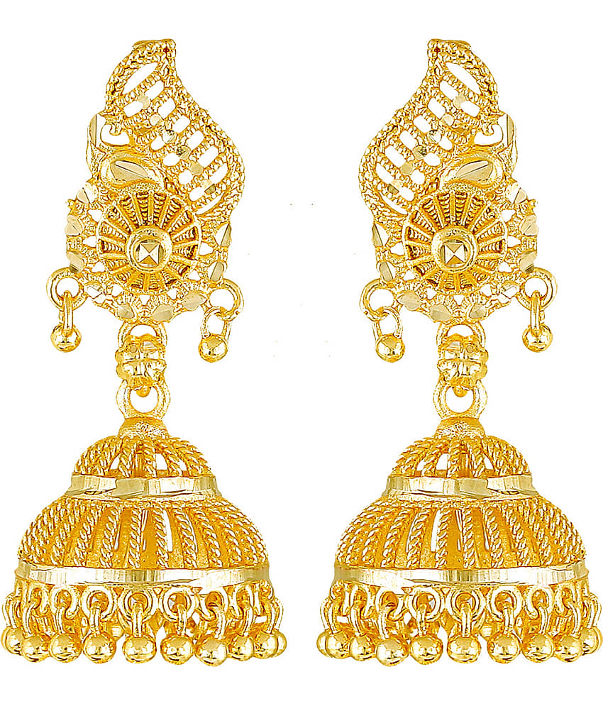 VFJ1485ERG - Golden Jhumki Earrings ( Pack of 1 ) - Earrings | Buy online on ZillyBuy