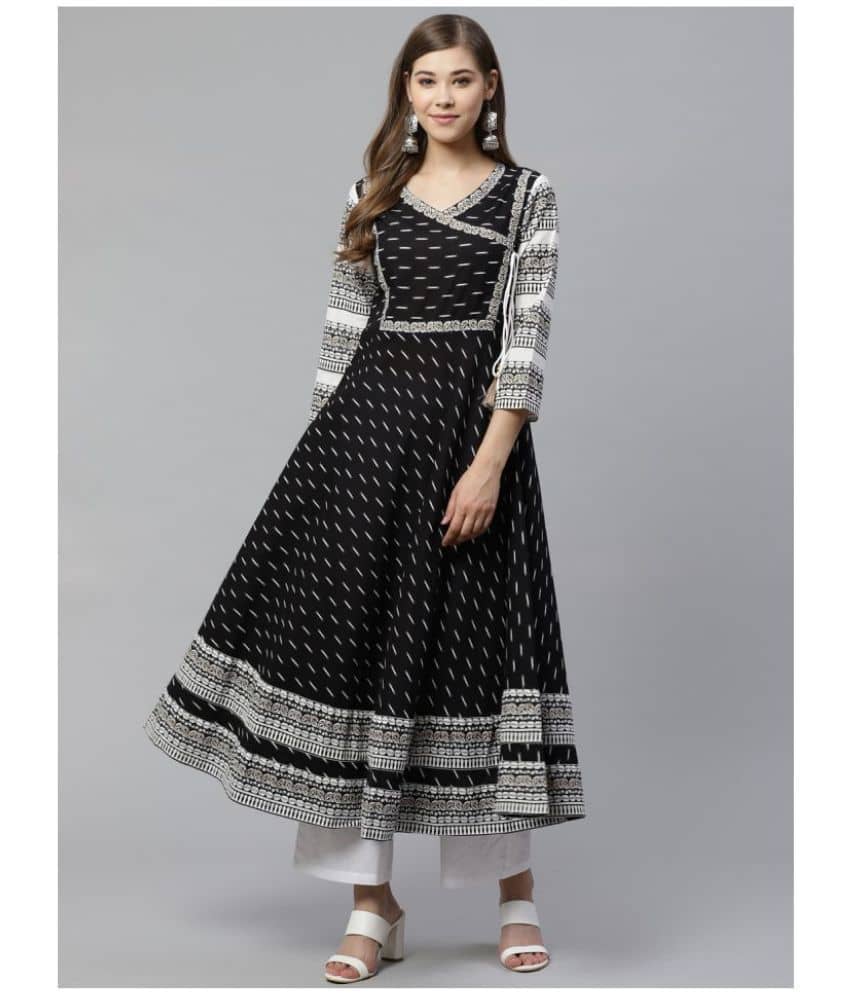 Yash Gallery Pack of 1 Cotton Blend Printed Angrakha Women's Kurti - ( Multicolor ) - Kurtis, Tunics | Buy online on ZillyBuy