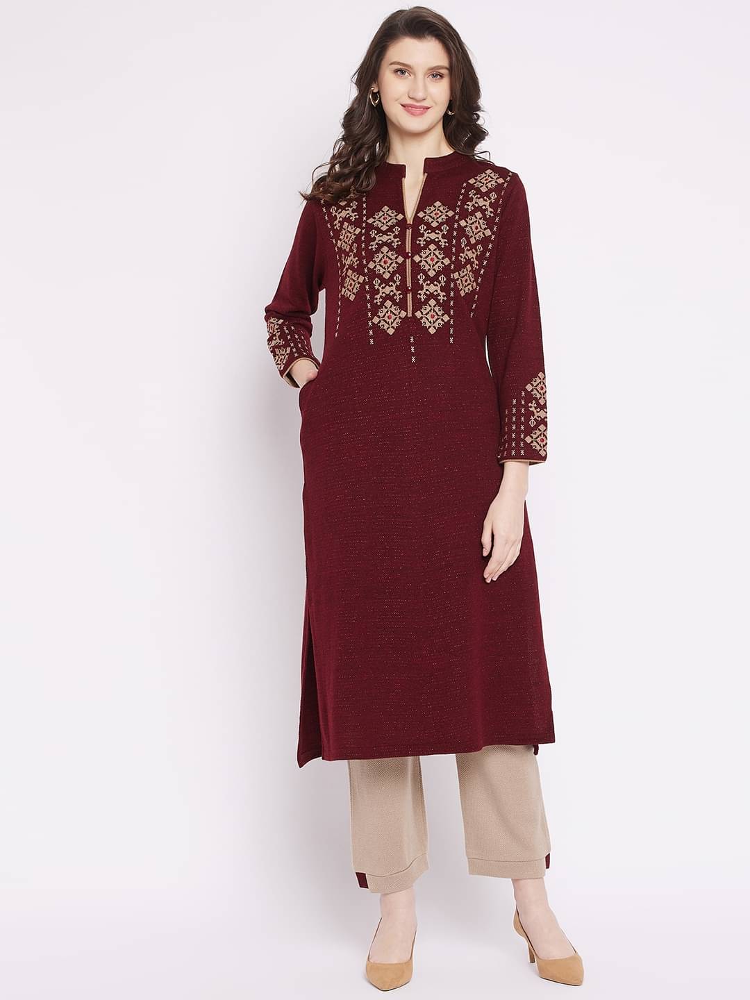     			zigo Woollen Kurti With Palazzo - Stitched Suit