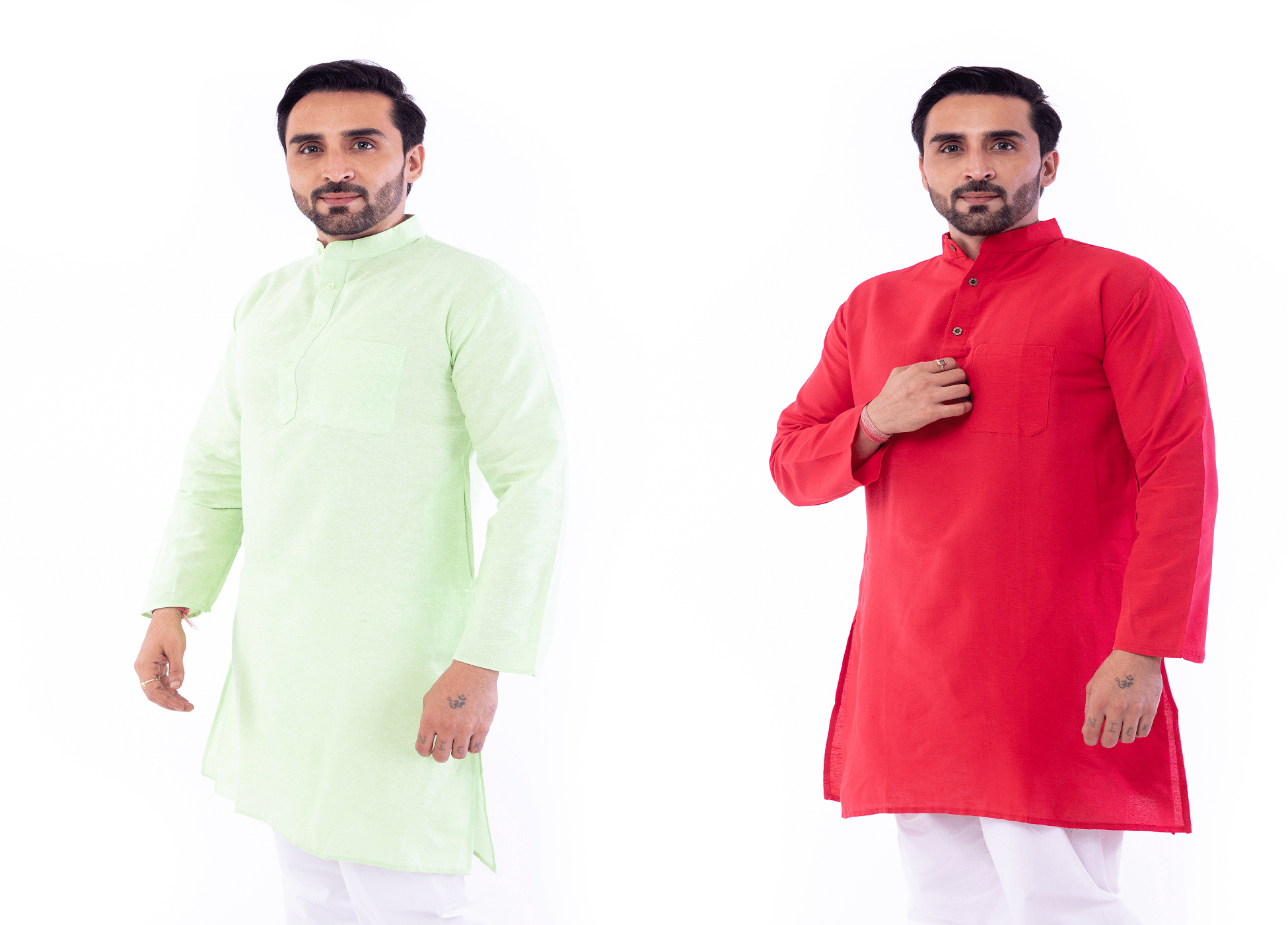     			DESHBANDHU DBK - Multicolor Cotton Men's Shirt Style Kurta ( Pack of 2 )