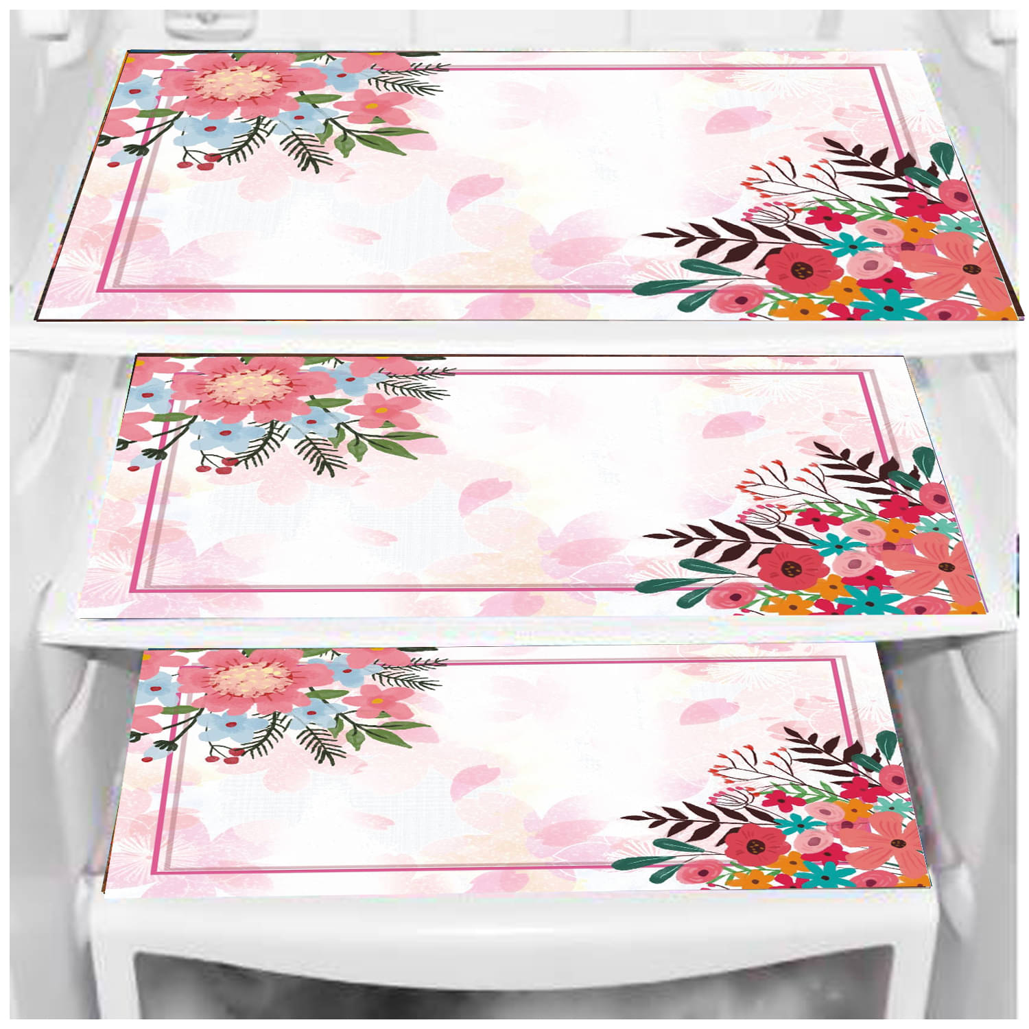 Set of 3 PVC Pink Fridge Mats Set of 3 PVC Pink Fridge Mats