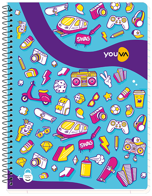 Navneet Youva | Spiral Book | Spiral Note Book | Jumbo Size 18 cm x 24 cm | Single Line | 200 Pages | Pack of 4