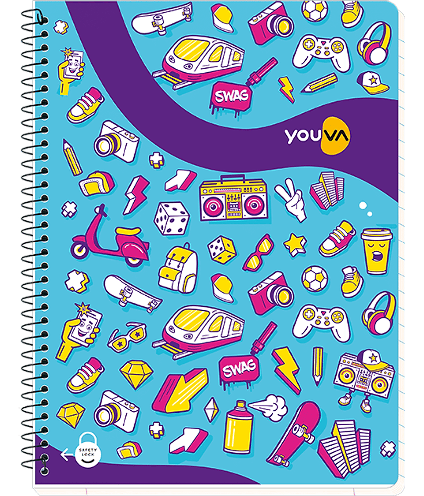 Navneet Youva | Spiral Book | Spiral Note Book | Jumbo Size 18 cm x 24 cm | Single Line | 200 Pages | Pack of 4 - Stationery | Buy online on ZillyBuy