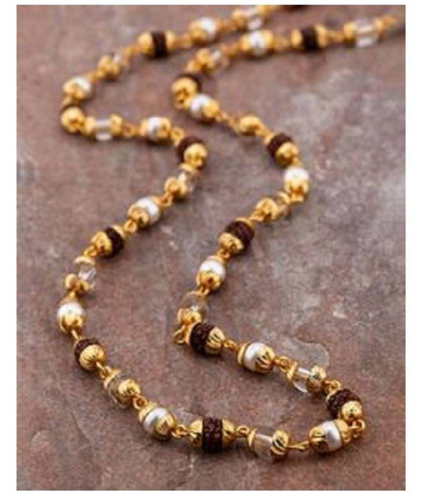 PAYSTORE Rudraksha Crystal Pearl Combination Mala With Golden Cap For Men / Women PAYSTORE Rudraksha Crystal Pearl Combination Mala With Golden Cap For Men / Women