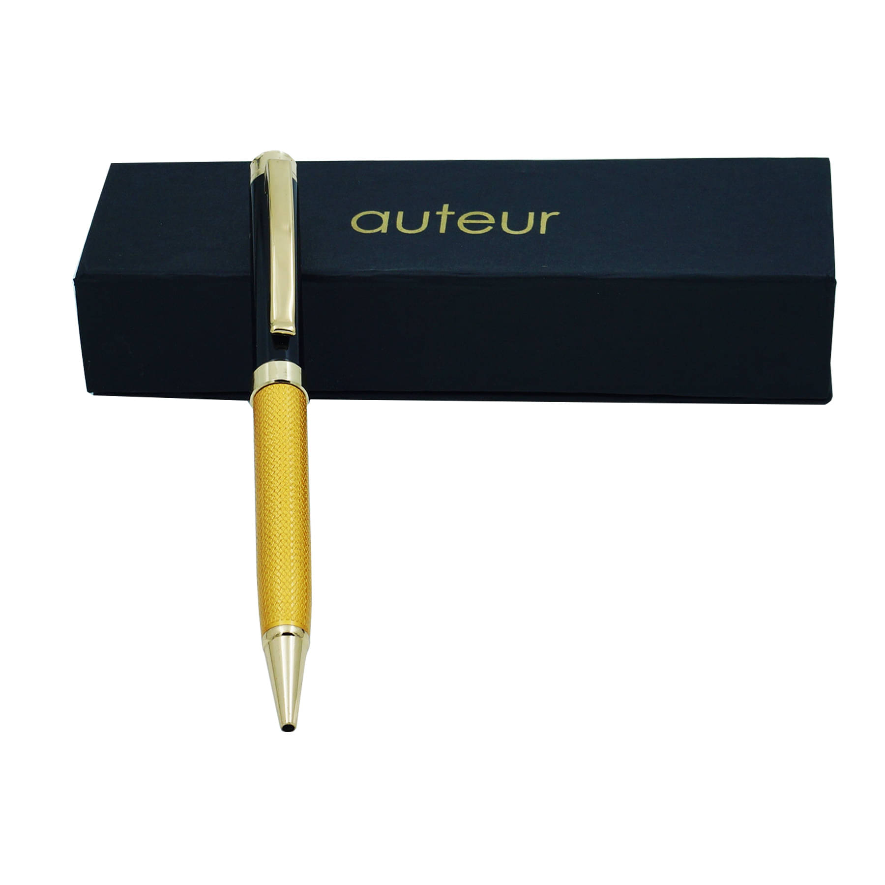     			auteur Meta 18 kgp Golden Color , Designer , Twist Mechanism, Metal Body , Blue Ink Refill Ball Pen .
