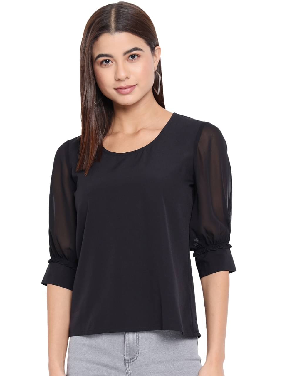 ALL WAYS YOU Women's Polyester Regular Top ( Black ) ALL WAYS YOU Women's Polyester Regular Top ( Black )