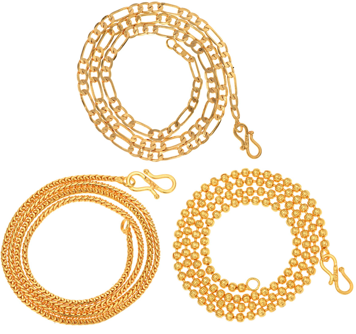     			AanyaCentric Combo of 3 Gold Plated 22inches Long Fashion Chain