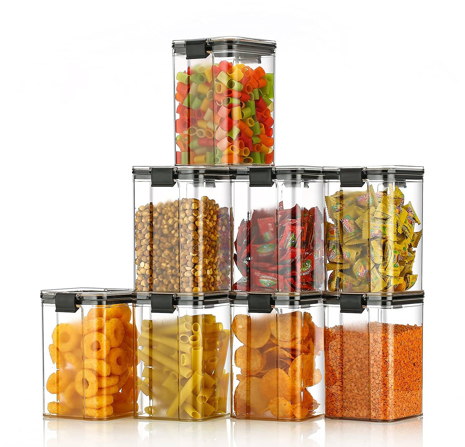     			Analog Kitchenware Dal/Pasta/Grocery Plastic Black Food Container ( Set of 8 )