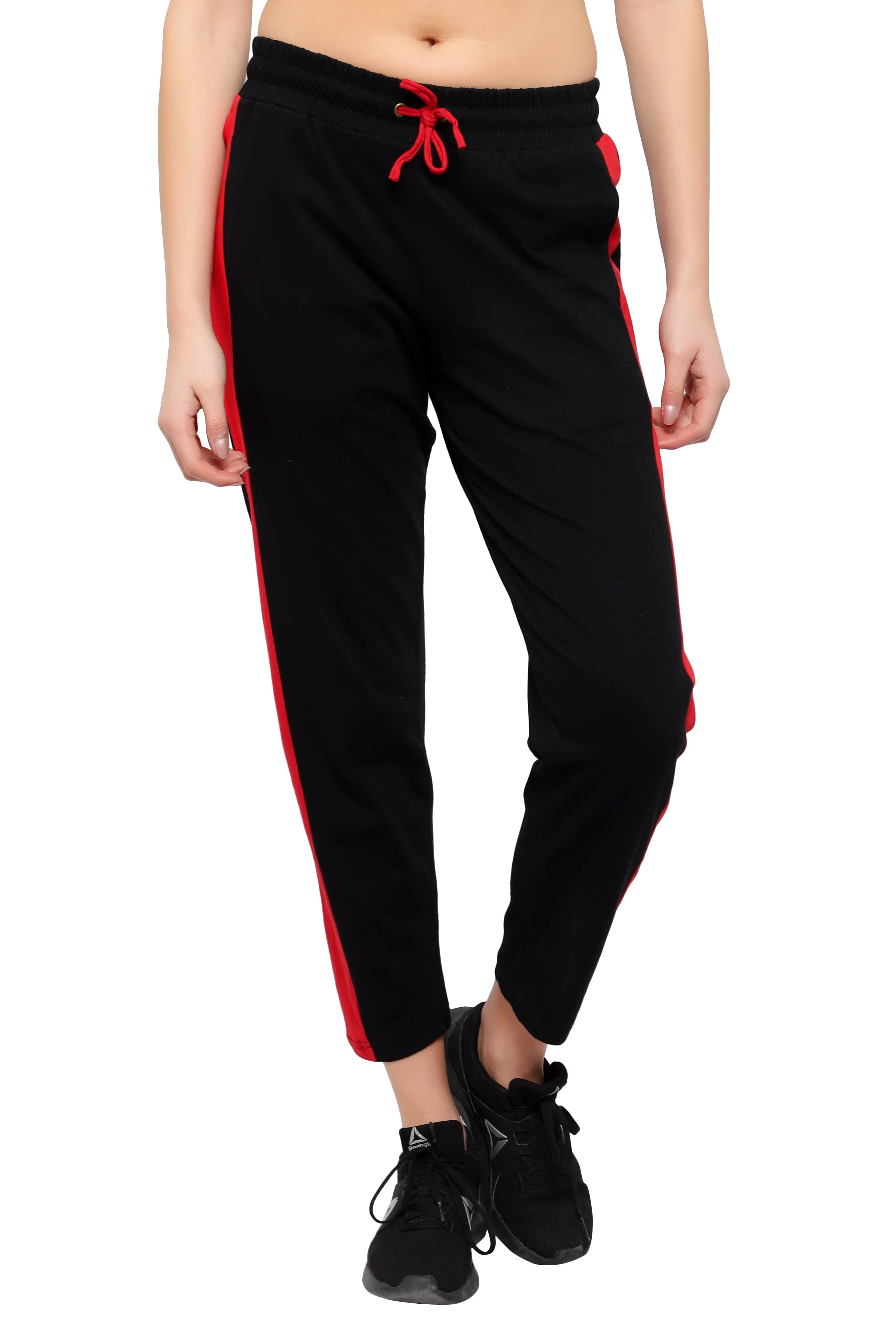     			Diaz Black,Red Cotton Trackpants - Single