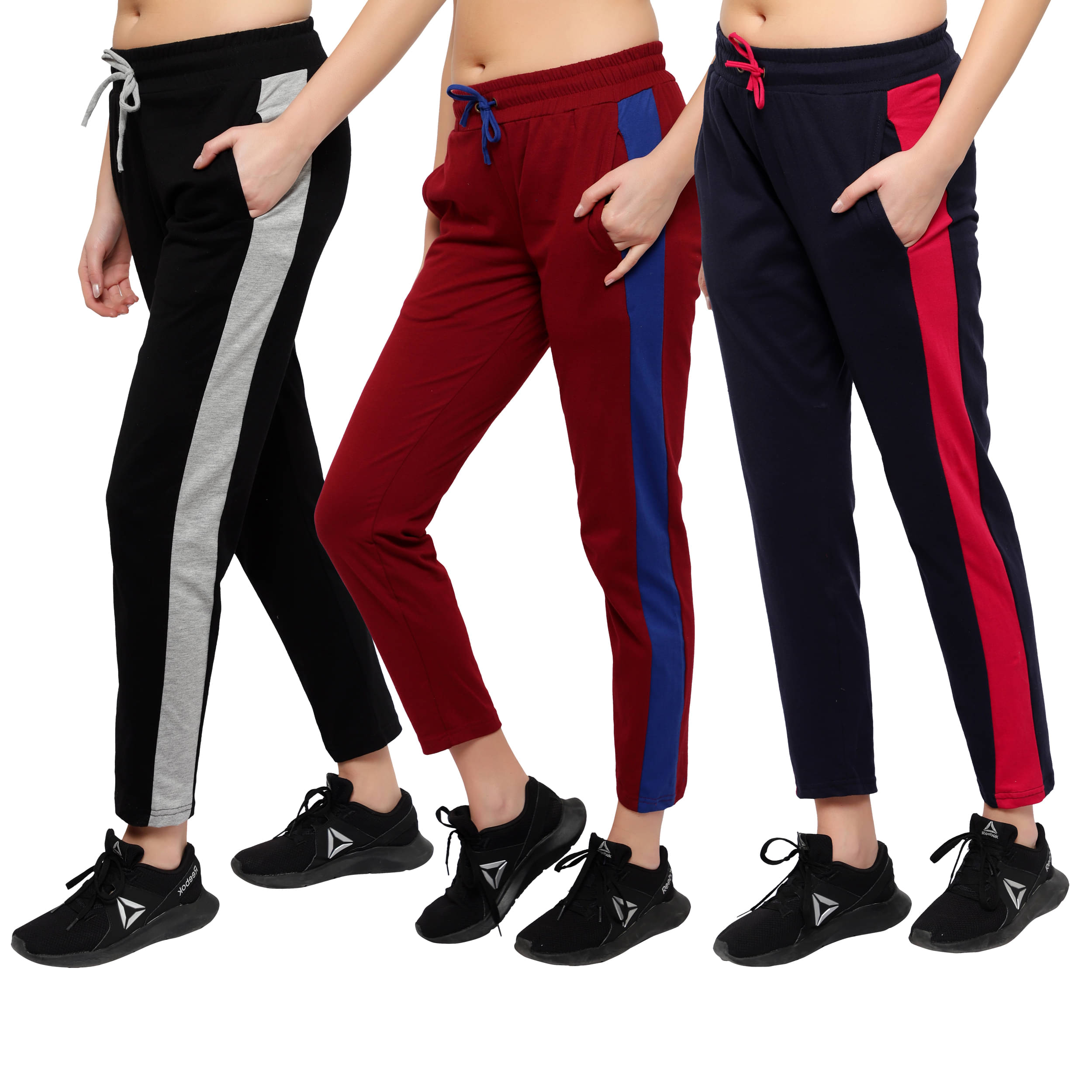     			Diaz Multi Color Cotton Trackpants - Pack of 3