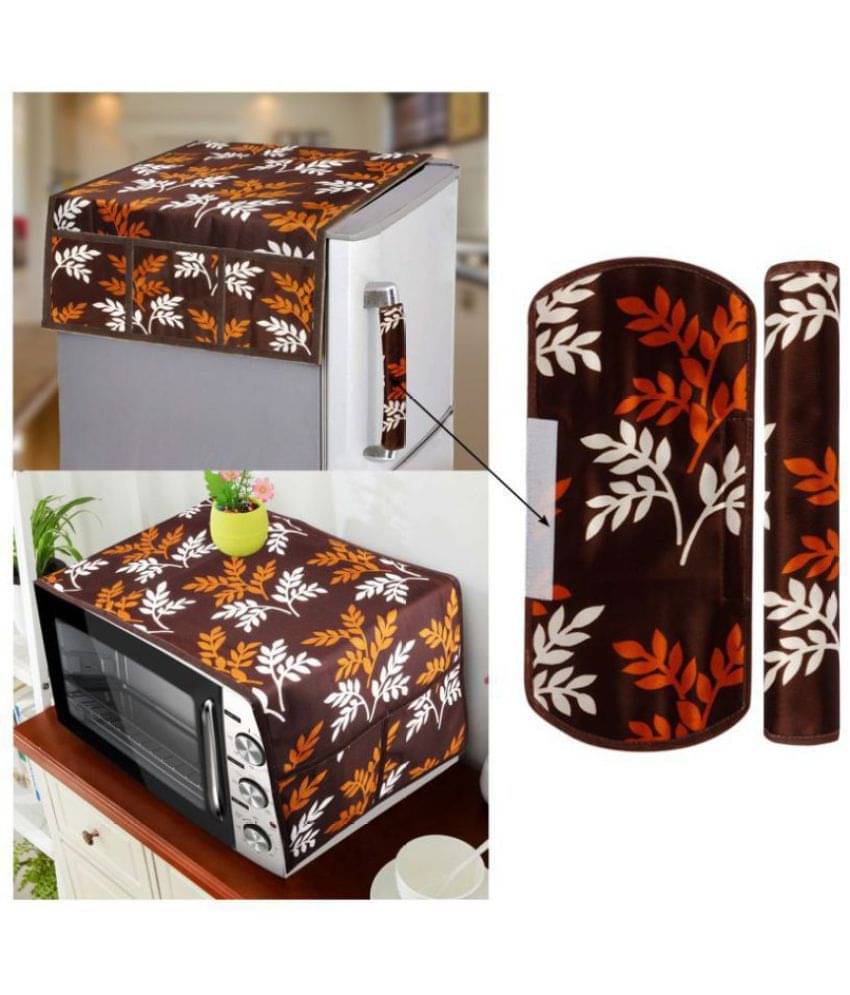 E-Retailer Set of 4 Polyester Brown Fridge Top Cover E-Retailer Set of 4 Polyester Brown Fridge Top Cover