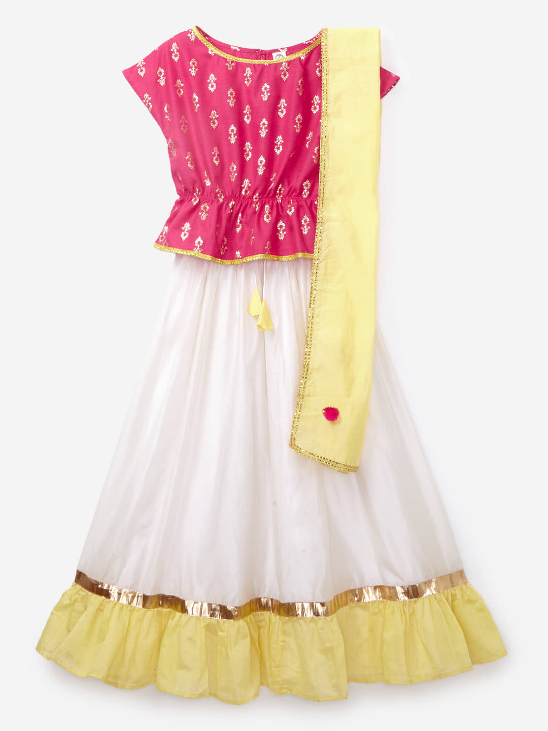K&U Polyester Lehenga Choli Sets For Girls ( , Off White )