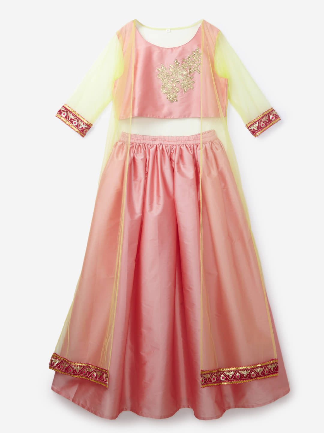K&U Polyester Lehenga Choli Sets For Girls ( , Yellow )