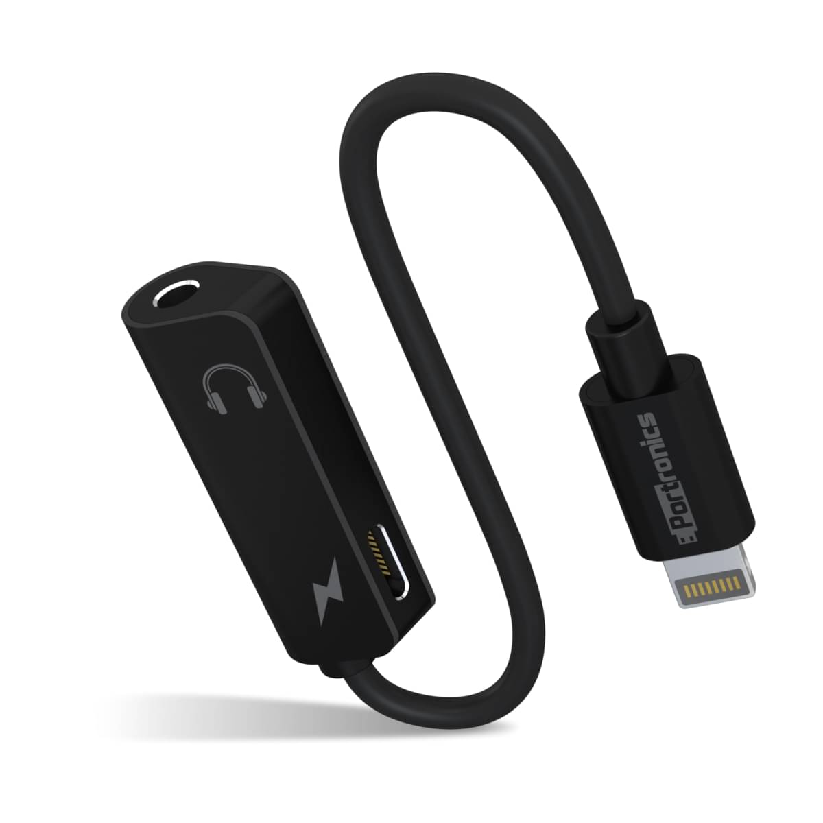     			Portronics I konnect One:2-in-1 8Pin to Aux & 8Pin Connector ,Black (por 1270)