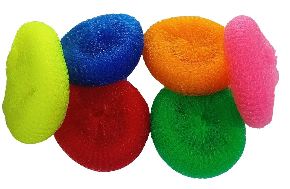 Round Nylon Plastic Scrubber, Bartan Juna, Dish Wash and for Utensils | Assorted Colour's | (Pack of 6) Round Nylon Plastic Scrubber, Bartan Juna, Dish Wash and for Utensils | Assorted Colour's | (Pack of 6)