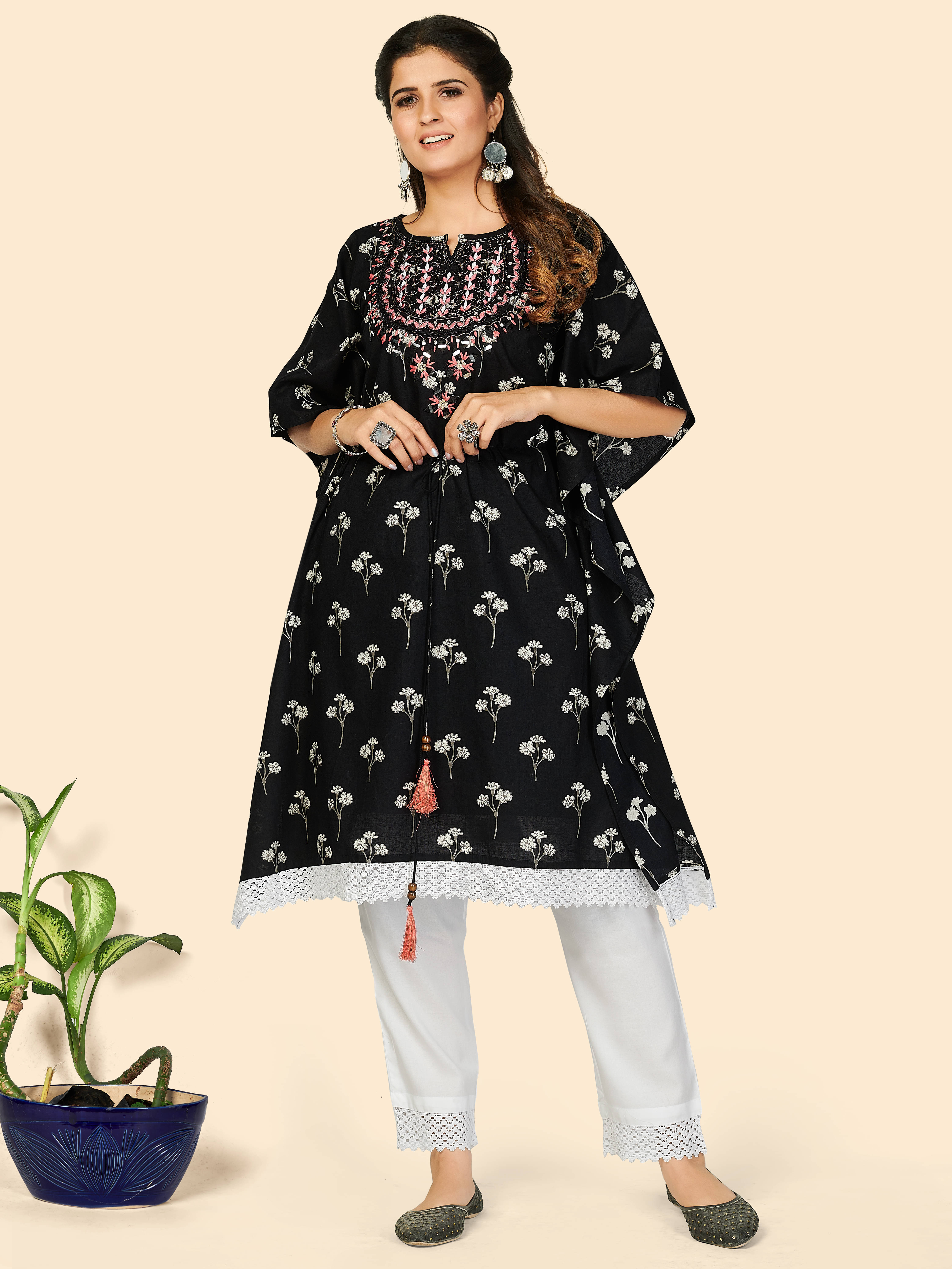     			Vbuyz Cotton Kurti With Pants - Stitched Suit Single