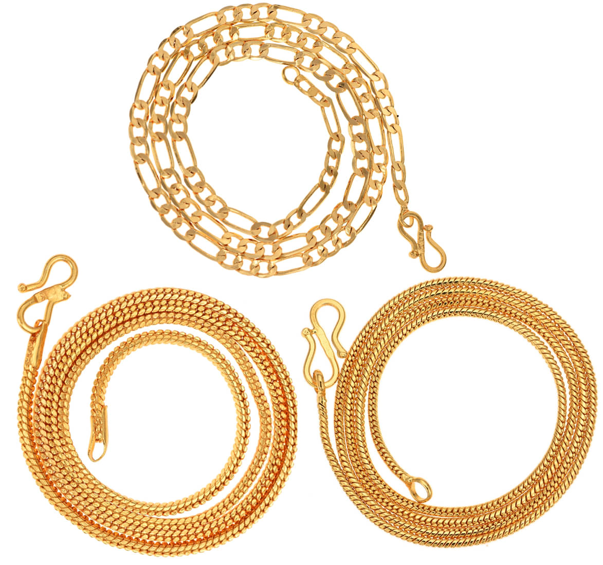     			AanyaCentric Combo of 3 Gold Plated 22inches Long Fashion Chain