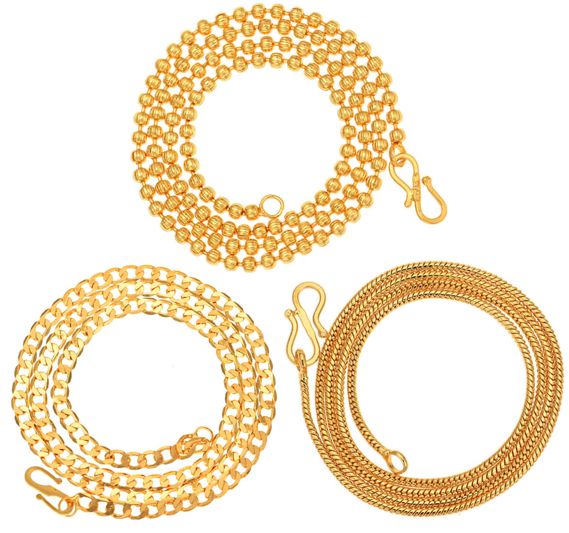 AanyaCentric Combo of 3 Gold Plated 22inches Long Fashion Chain AanyaCentric Combo of 3 Gold Plated 22inches Long Fashion Chain
