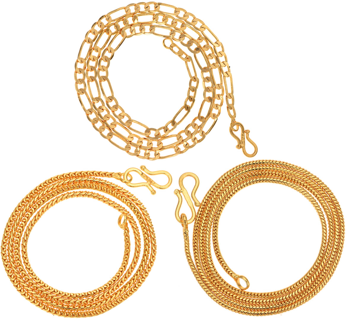 AanyaCentric Combo of 3 Gold Plated 28inches Long Fashion Chain