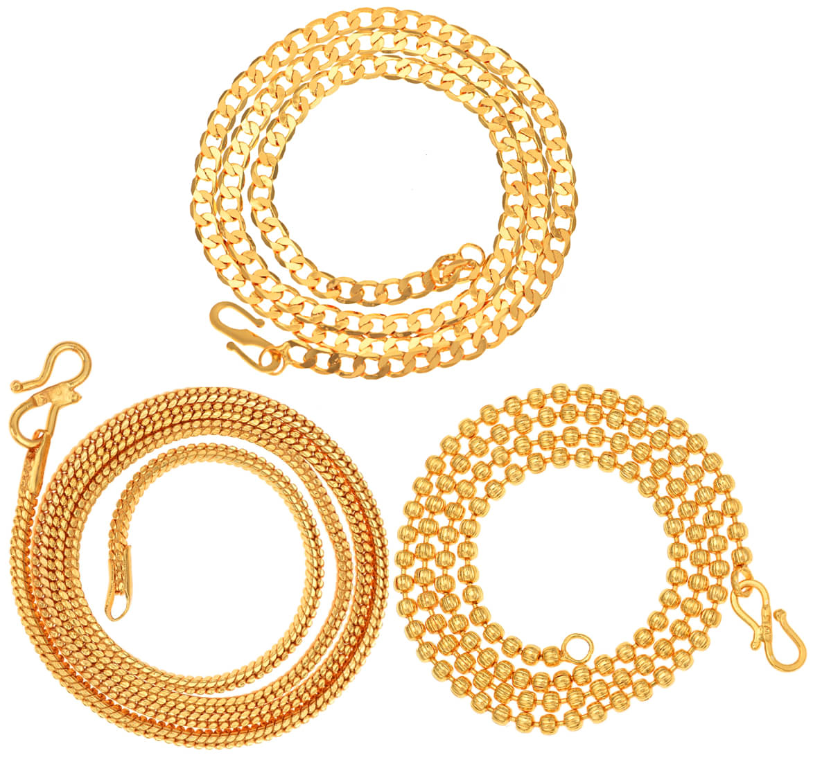     			AanyaCentric Combo of 3 Gold Plated 22inches Long Fashion Chain