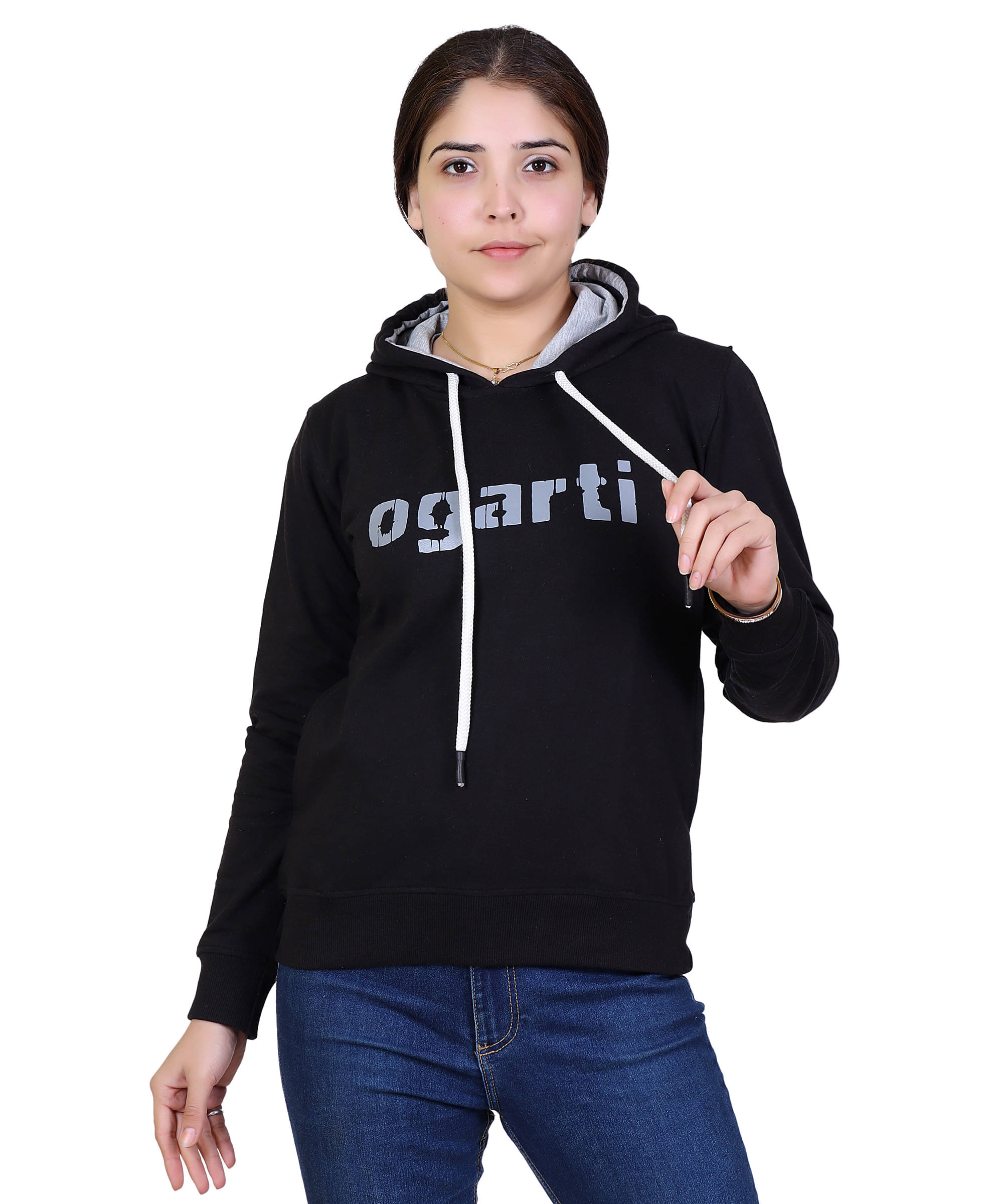     			Ogarti Cotton Fleece Black Hooded Sweatshirt