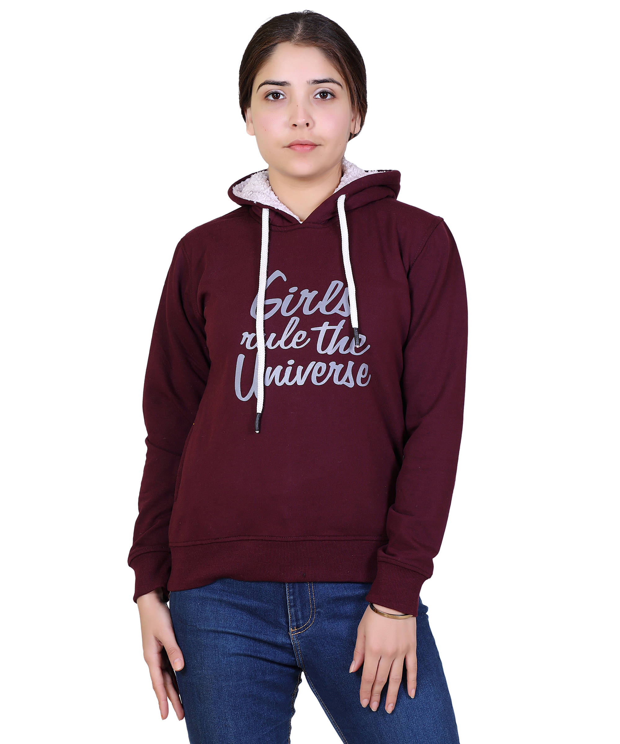     			Ogarti Cotton Fleece Maroon Hooded Sweatshirt