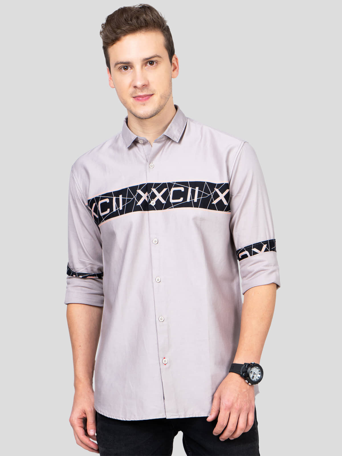Paul Street Cotton Blend Slim Fit Colorblock Men's Casual Shirt - Grey ( Pack of 1 )